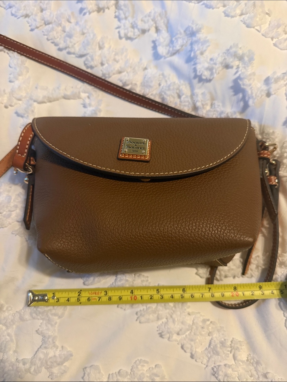 Dooney & Bourke Tan/Brown Pebbled Leather Crossbody with Credit Card Wallet - Picture 9 of 16